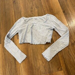 Urban Outfitters Light Gray Long Sleeve Crop Top